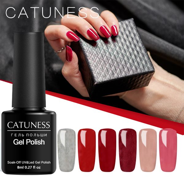 

catuness 8ml nail gel polish for manicure uv led 60 colors nail varnish hybrid semi permanent gel lacquer art design tools, Red;pink