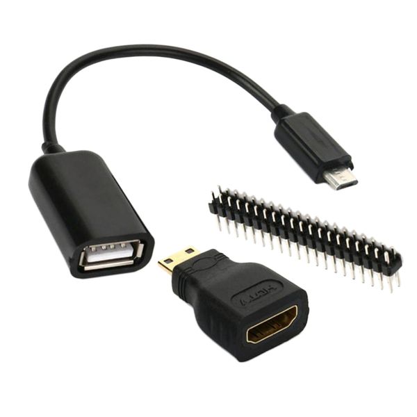 

mini-hdmi мужской к hdmi женский micro usb gpio для raspberry pi нулевой черный