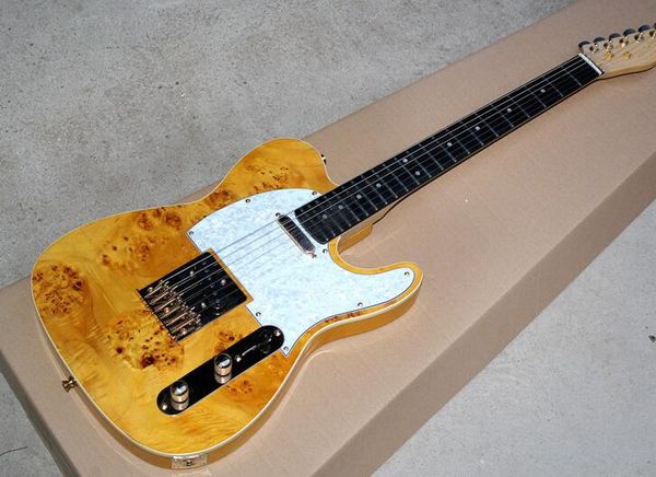 

бесплатная доставка завод заказ желтая гитара электрической с white pearl накладкой, берла шпоном, эбоните грифом, gold оборудований