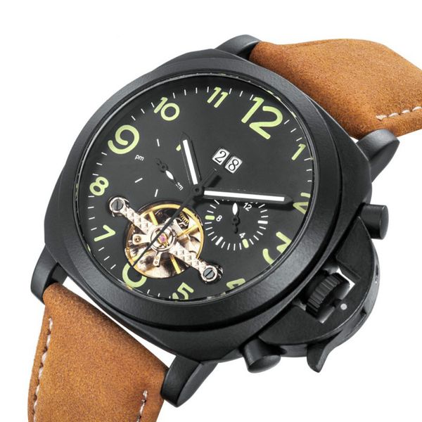 

luxury automatic mechanical tag watch leather strap designer mens watches men watch reloj wristwatches orologio di lusso montre de luxe, Slivery;brown