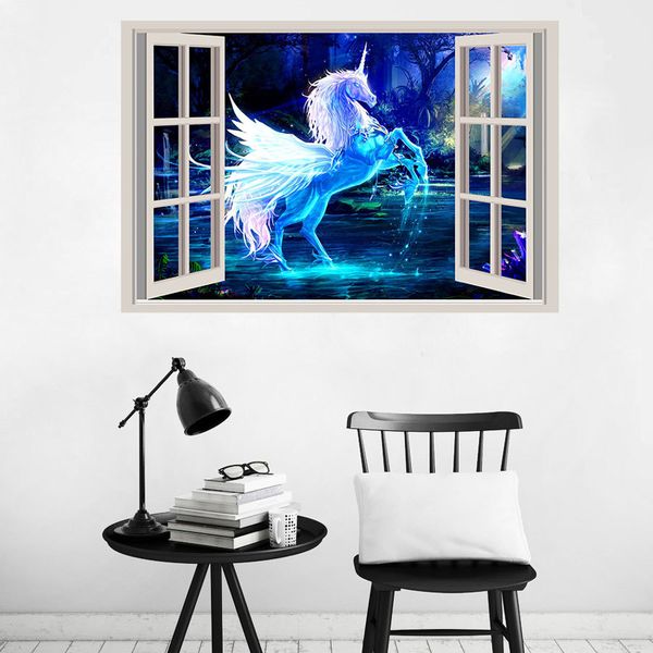 

retail kids home decor wall art 3d window cartoon wall sticker children room removable wall stickers wallpapers decorative party supply