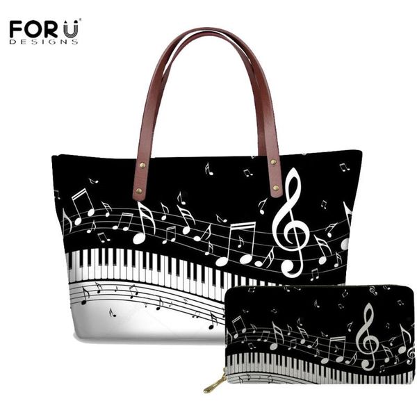 

forudesigns music note design casual women handbags large capacity beach bag for ladies piano print tote bags bolsa feminina