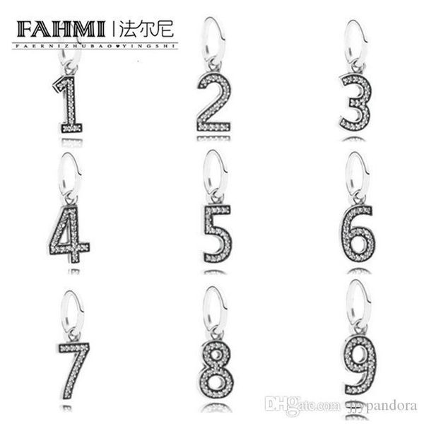 

fahmi 100% 925 silver digital pendant charm arabic numeral digital pendant fit diy bracelet necklace 11, Black