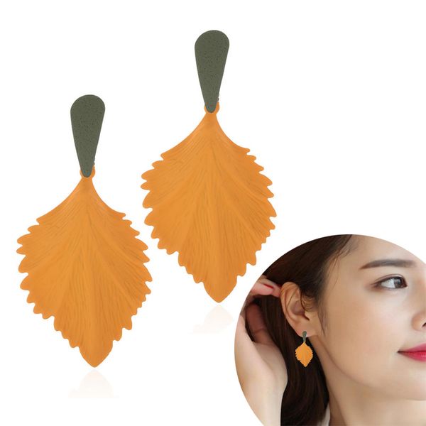 

женщины девушки простые цветные листья формы серьги цвет сплава краска мотаться серьги осень зима ювелирные изделия аксессуары, Silver