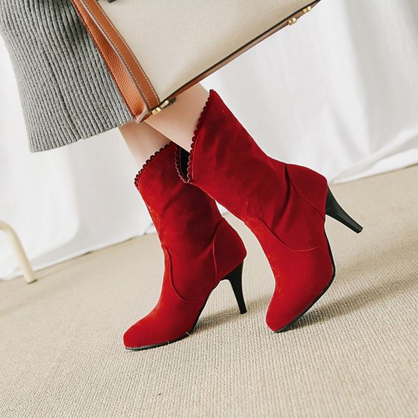 

big size knight's boots are full of slim, high-heeled and fashion-tipped sleeve boots in britain, Black