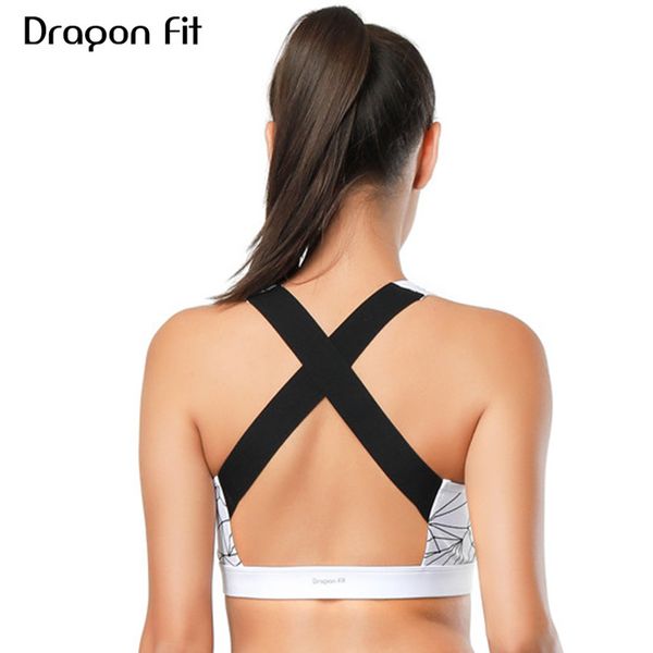 

dragon fit breathable women sports bra for running gym vest padded push up yoga bras female seamless fitness bra sportwear, White;black