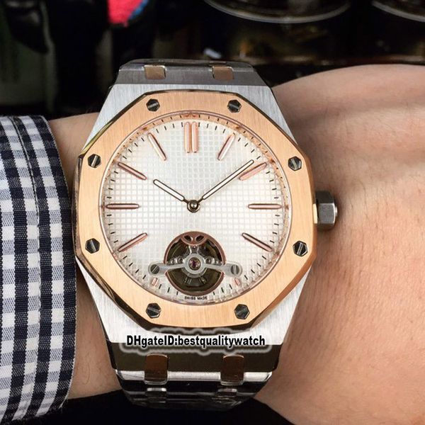

luxry royal series 26522ce.oo.1225ce.01 white tourbillon dial rose gold bezel automatic mens watch 316l steel strap watches