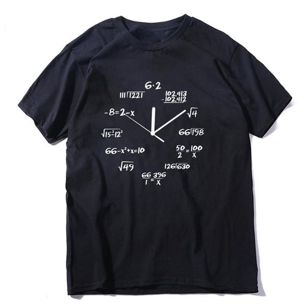 

math clock print funny men t shirt casual short sleeve o -neck men tshirt cool summer t -shirt mens tee shirt size xs-2xl, White;black