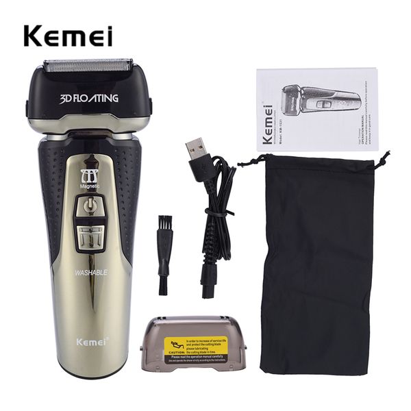 

kemei 3d floating head electric shaving razor triple blade lcd display rechargeable razor barbeador machine men shaver trimmer