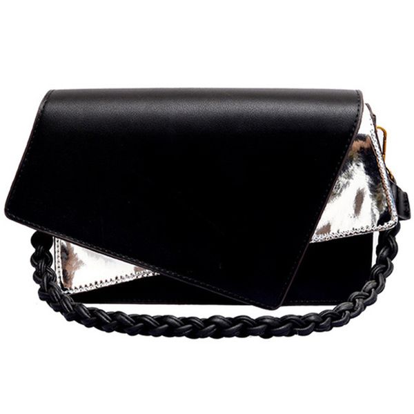 

new chaogang style fashion women's messenger bag retro female stitching portable clutch bag knit shoulder