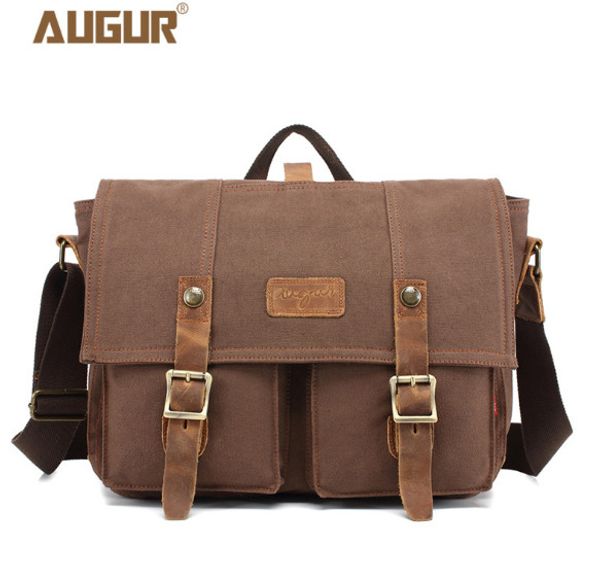 

2018 new canvas messenger bag men retro leisure shoulder bag messenger durable men's with leather