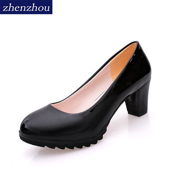 

pumps 2019 lady's shoes new autumn waterproof platform the shallow mouth round head high heels single shoes women's, Black