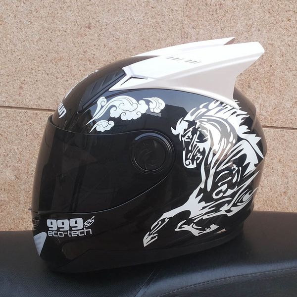 

мотоциклетный шлем флип вверх шлем унисекс открытое лицо мотокросс capacete винтаж с белыми рогами