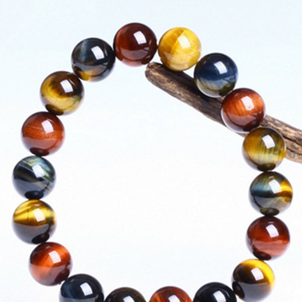 

natural color tiger eye bracelets crystal beads jewelry tiger stone women men hand bracelets three colors mens 2019, Black