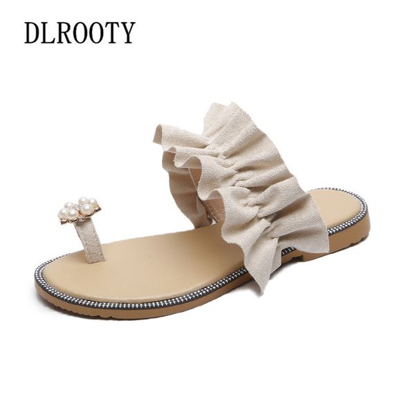 

женская обувь сандалии скольжению тапочки вьетнамки новый летний мода кристалл бусины строки скольжение-на воздухопроницаемый нескользящие ж, Black