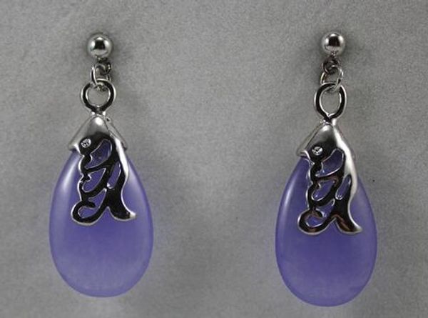 

envÃ­o gratis er000102 elegante natural jade gota pendiente, Silver