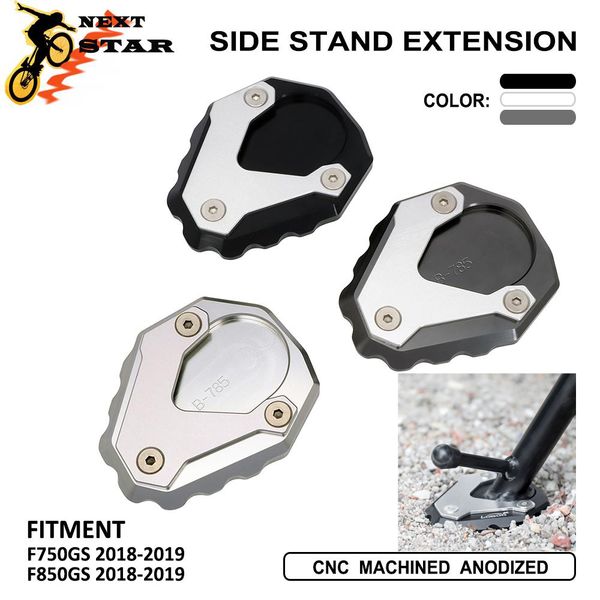 

cnc 2018 19 motorcycle aluminum alloy side stand pad plate kickstand enlarger support extension for f750gs f850gs 2018-2019