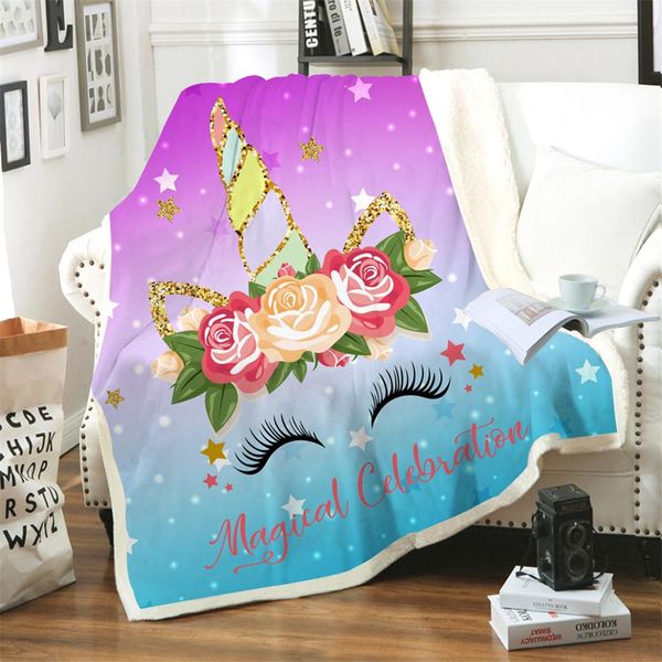 

cartoon pink unicorn velvet wool blanket for beds sofa kid warm blanket home bedspread bedclothes office nap throw
