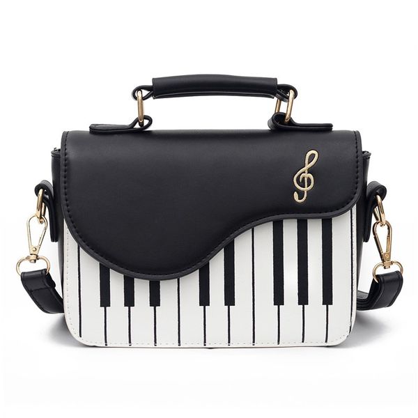 

cute piano pattern shoulder bag fashion pu leather casual ladies handbag crossbody messenger bag pouch totes women's flap