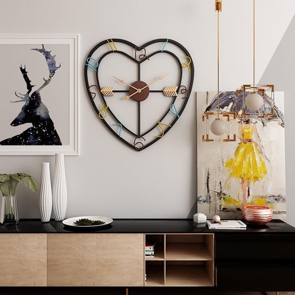 

large silent wall clock modern design clocks home livingroom decor office european style heart shape hanging wall watch clocks