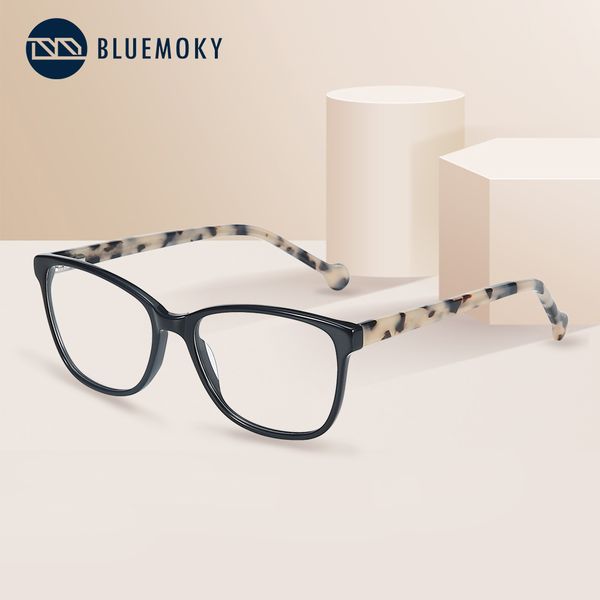 

bluemoky glasses frames myopia hyperopia prescription eyeglasses acetate frames spectacles square fashion 2019 eyewear bt3033, Black
