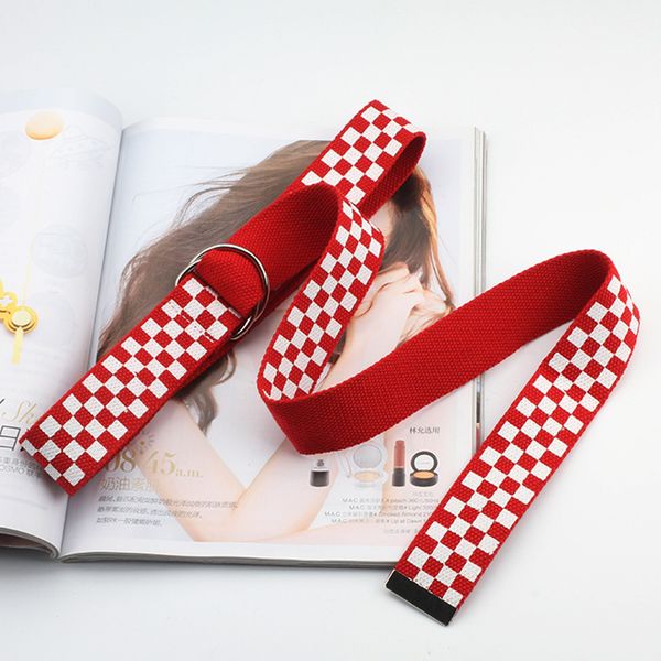 

belt 2019 new cinturon mujer student checkerboard waist belts casual waistband d ring belts waist strap fashion ceinture femme, Black;brown