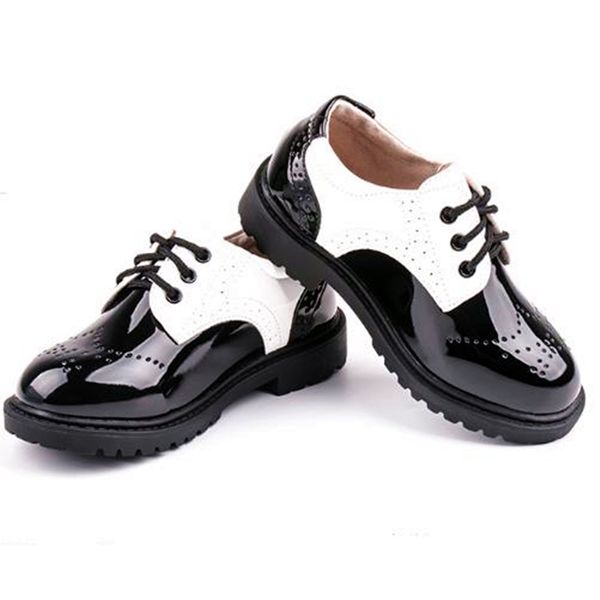 

british style children leather shoes boys girls flats brogue shoes kids oxford shoes student performance black loafers, Black;grey