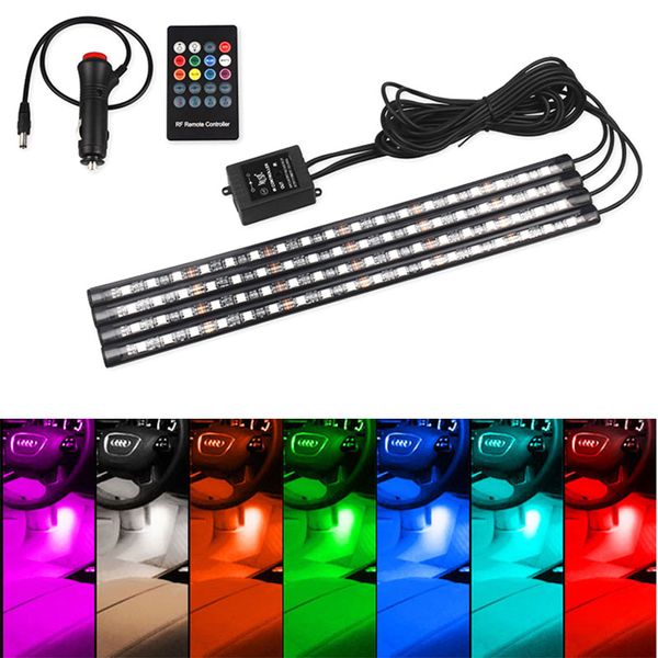 

car interior lighting kit car styling interior decoration atmosphere light and wireless remote control 4pcs/ 7 color led