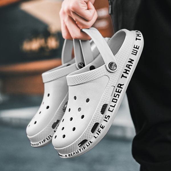 

2020 new shoes man sandals summer beach sandals crocks man shoes slides slippers comfort casual jelly, Black