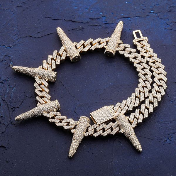

хип-хоп пуля кубинской цепи чокеры ожерелье bling iced out micro pave кубической цирконий цепь майами ссылка мужчины рэппер ювелирные издели, Silver