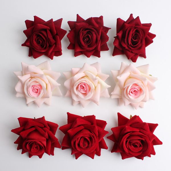 

50pieces/bag flannelette rose head flower size 7cm artificial flowers hand diy wedding bouquet wreath candy box decoration