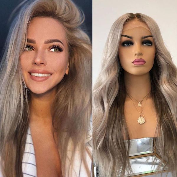 

180density ombre brown/beige blonde lace front wigs bleached knots glueless transparent full lace human hair wigs with baby hair, Black;brown