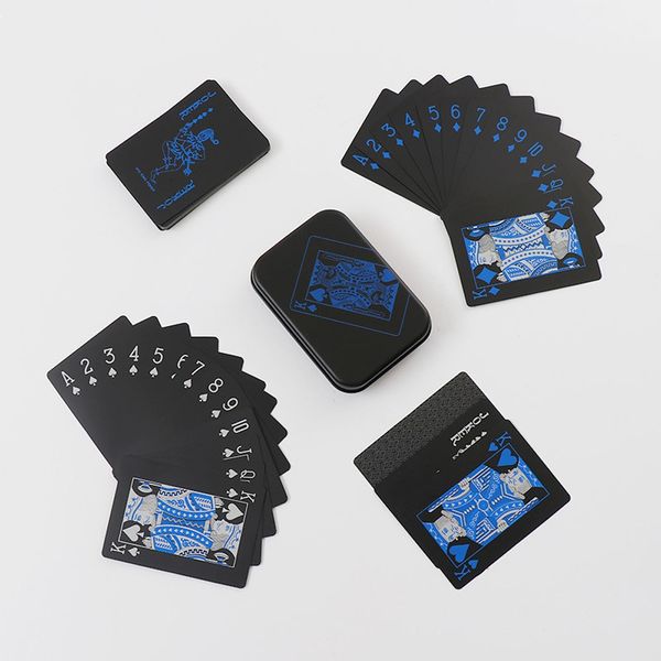 

качество водонепроницаемый пвх пластиковые карты playing set trend палубных poker classic крисс инструмент pure black magic box упаковке, Black;blue