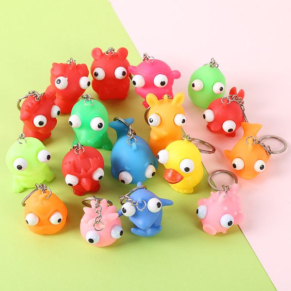 

cute burst eye doll key chain mini 5cm decompression toys funny animal shape squeeze keychain toy sale