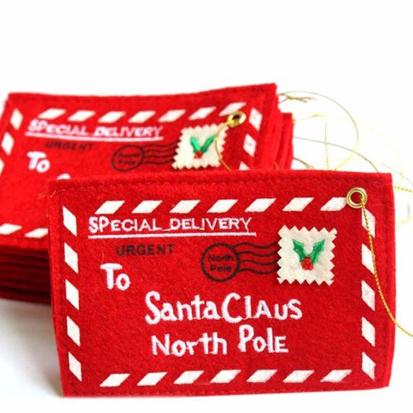 Natal Envelope Pendant não tecido titulares Xmas Cartão postal Para Papai Noel Envelopes da árvore de Natal Gift Card Detalhes