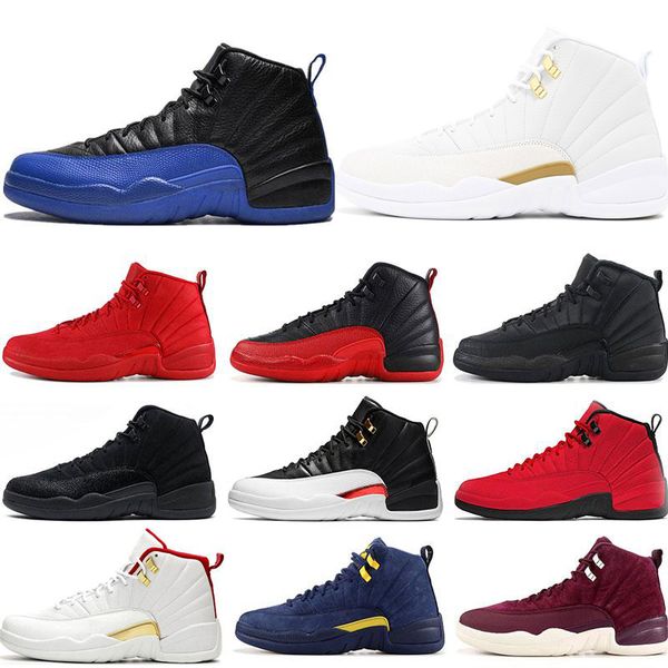 

mens 12s basketball shoes game royal winterize gym red michigan bordeaux 12 the master flu game taxi sports sneaker trainers size 7-13