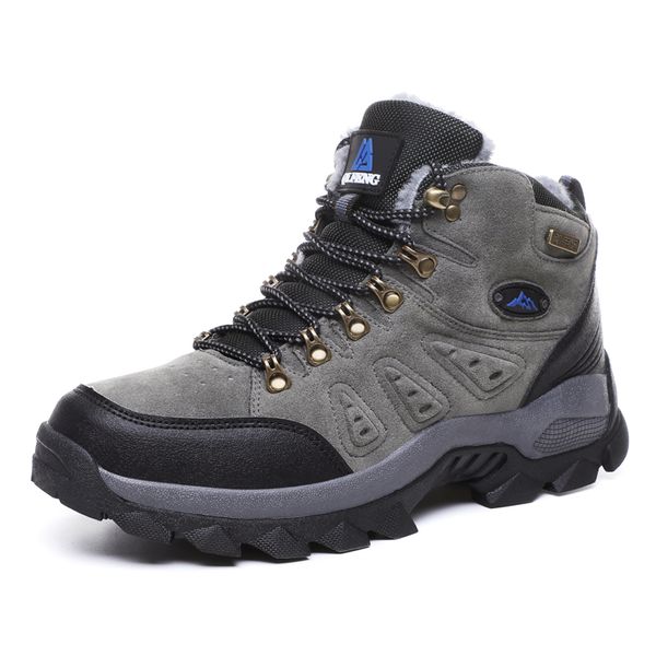 

winter mountain hiking shoes for men women waterproof outdoor sneakers with warm plush men boots walking trekking hunting shoes