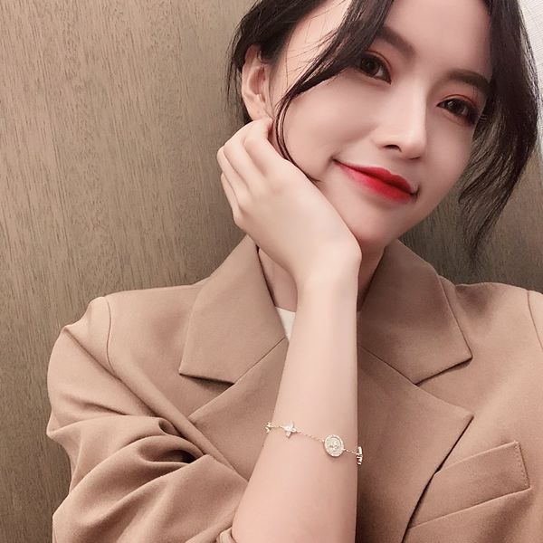 

bracelet womens micro zircon plum blossom cross light luxury premium sense bracelet net red bracelet ins smaller design, Black