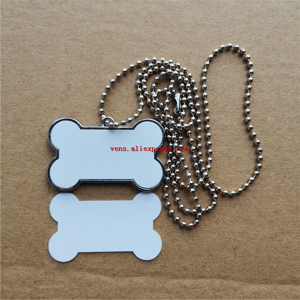 

new sublimation blank necklace pendant dog bones necklaces pendants transfer printing consumables print two sides 20pcs/lot, Silver