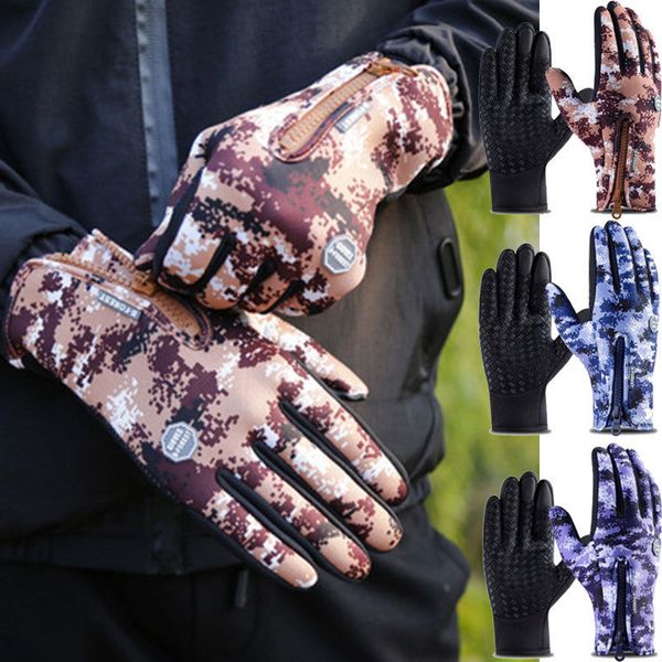 

new men winter warm windproof waterproof thermal touch screen gloves mittens, Blue;gray