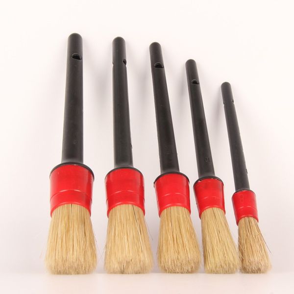 

5pcs multifunction cleaner brush set natural boar hair detail brush auto detailing for car 2020 new product
