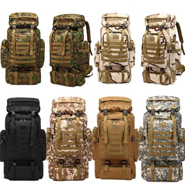 

80l military backpack tactical waterproof backpacks for travel,school,work,camping,hunting,trekking and hiking with waist pack (khaki) #4054