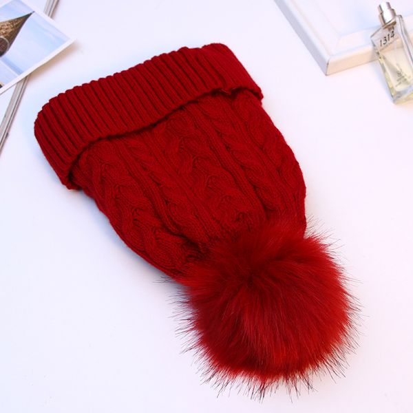 

lakysilk] women winter warm red knitted beanies solid fashion casual female beanie with pompom lady's girls cap 2018 design, Blue;gray