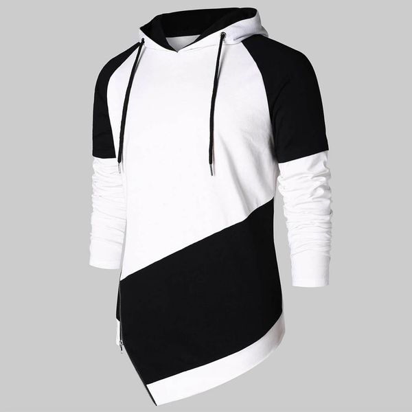 

women sweatshirts hooded man autumn spring patchwork long sleeve hoodies sweatshirt blouse streetwear, Black