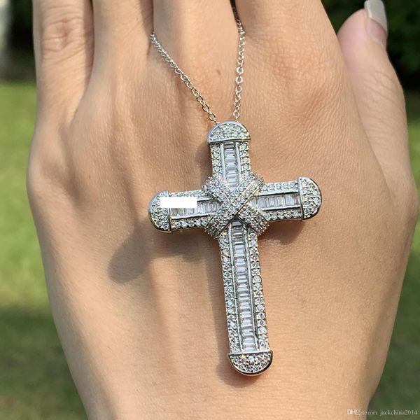 

victoria wieck luxury jewelry real 925 sterling silver pave white z cz diamond gemstones cross pendant lucky women necklace for party