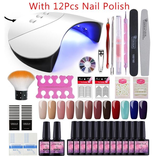 

nail set 36w uv led lamp dryer with nail gel polish kit soak off manicure set gel polish for art tools