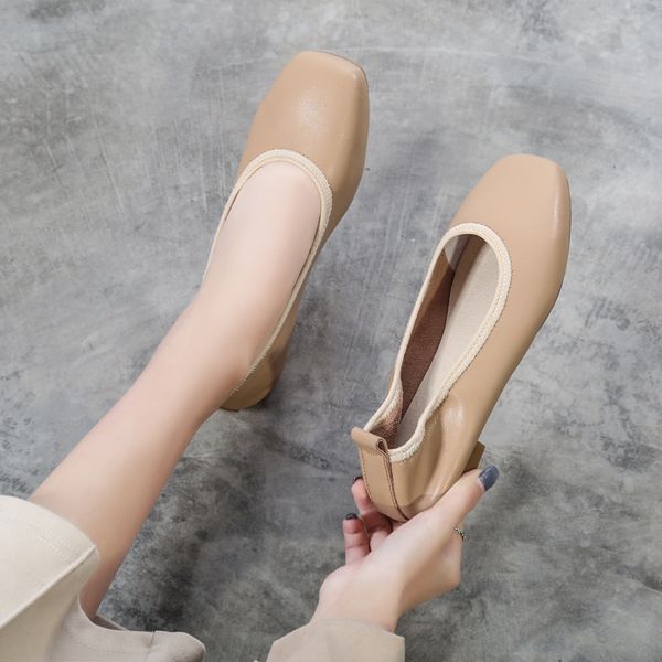 

tilocow genuine leather ballet flats ladies shallow moccasins casual shoes woman female summer loafers slip on women shoes, Black