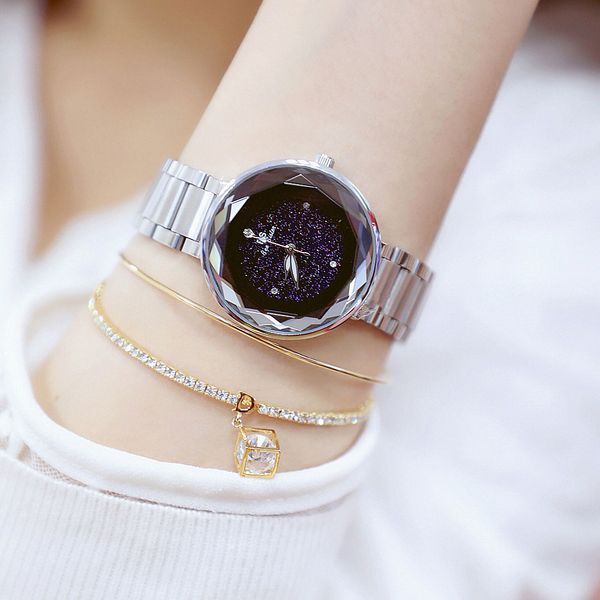 

women watch 2019 quartz diamond gold female watch ladies golden women's wristwatch rhinestone crystal women, Slivery;brown