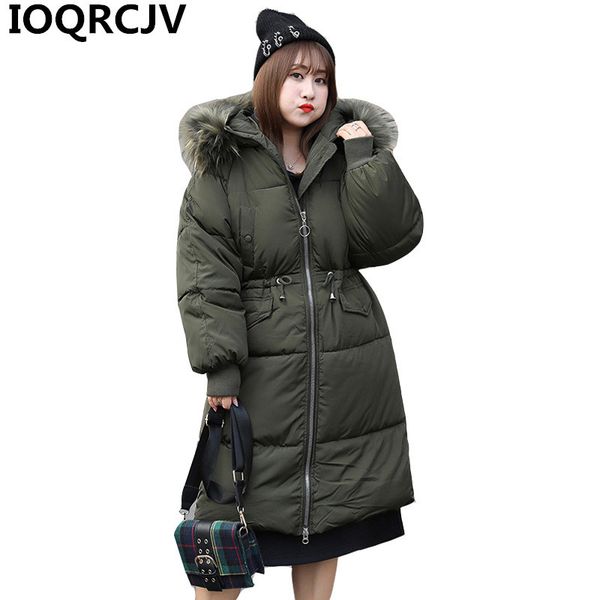 

winter jacket women 2019 women's park cotton padded hooded fur collar thick warm female jacket large size manteau femme hiver, Black