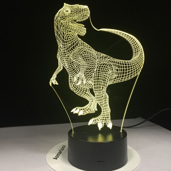 

tyrannosaurus rex new dinosaur 3d led lamp night lights with 7 colors light for home decoration visualization optical drop ship